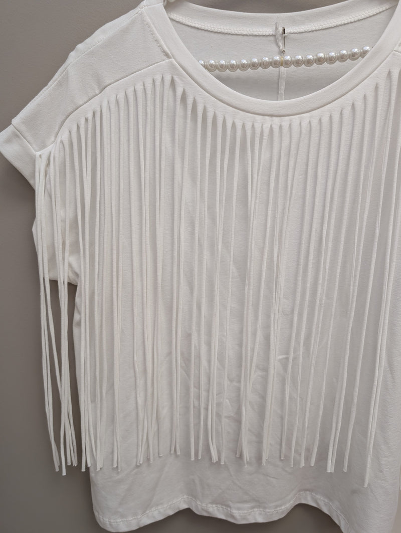 T-Shirt Franges Blanc
