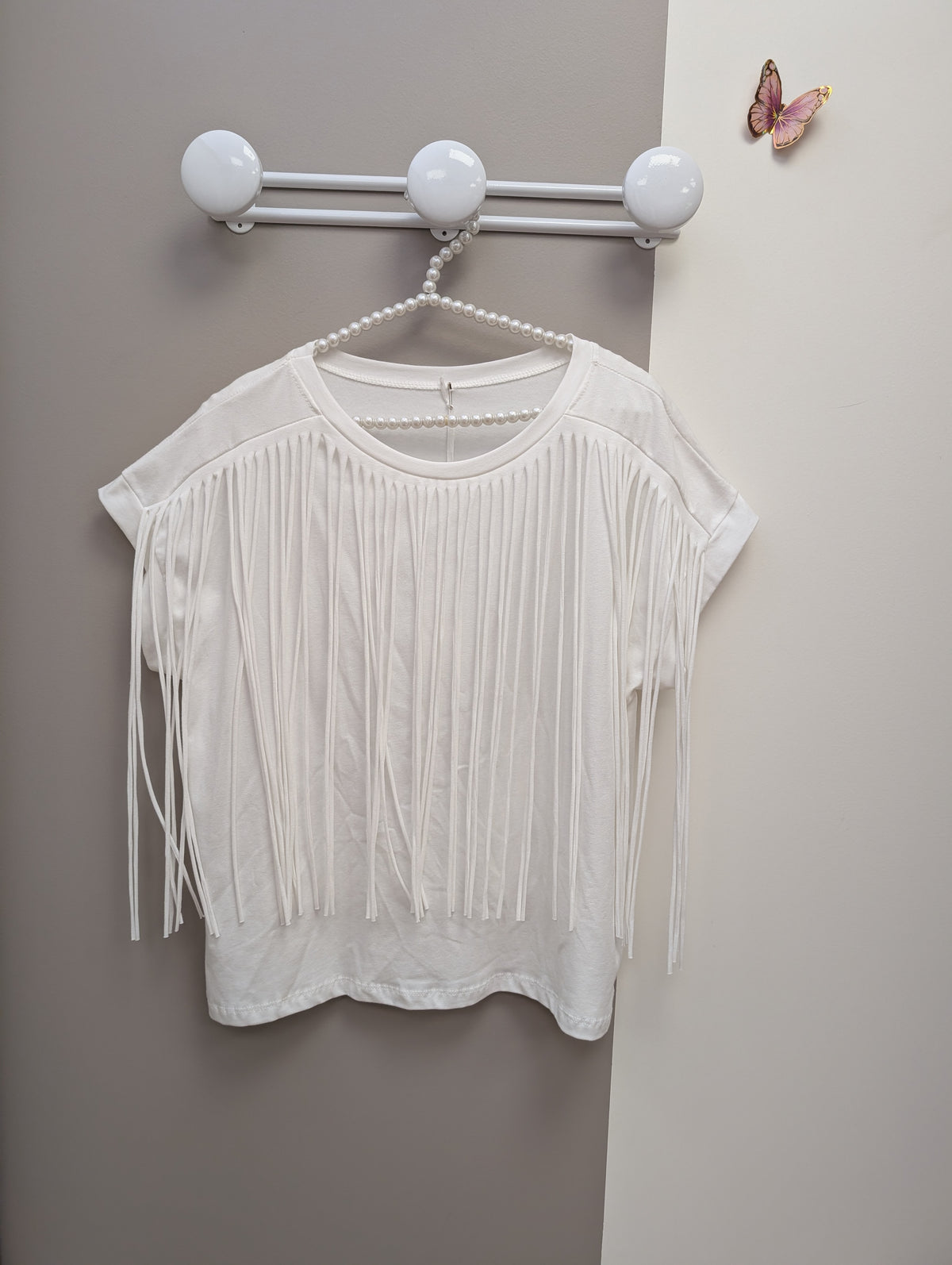 T-Shirt Franges Blanc